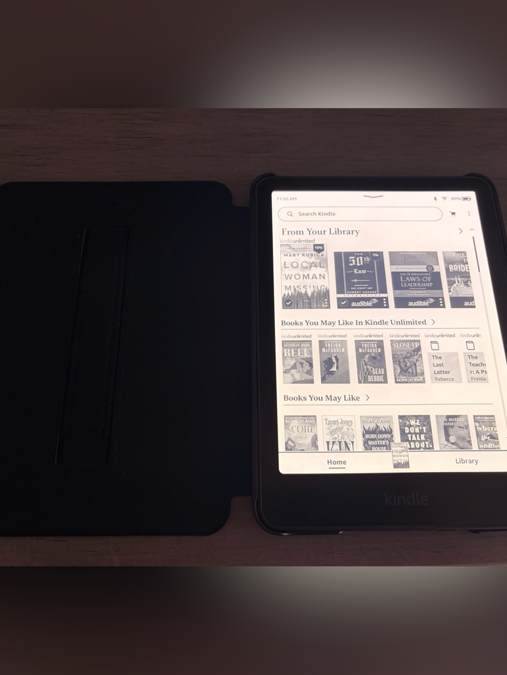 Amazon Kindle eReader with Black Protective Cover